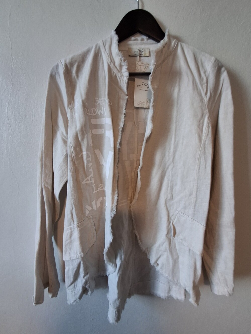 ITALIAN Lightweight Cream Open-Front Women's Jacket